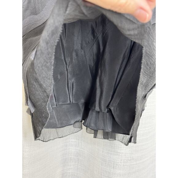 DKNY Silk Sleeveless Layered Shell Top Size 14 Gray Ruffles Sequins Rosette - Picture 5 of 5